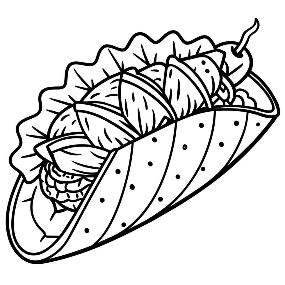 Kebab outline illustration digital coloring book page line art drawing vector