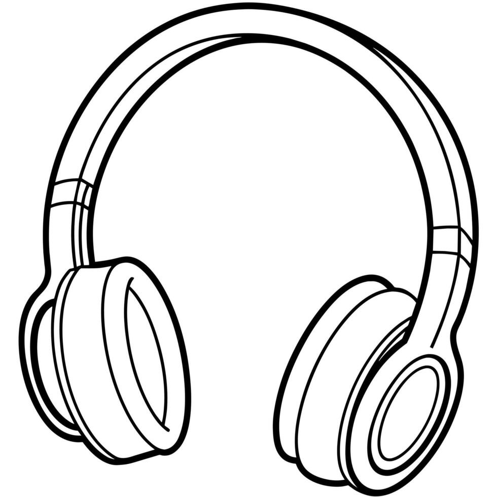 headphone outline illustration digital coloring book page line art drawing vector