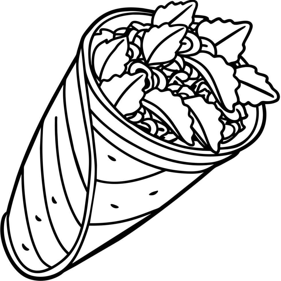 Shawarma outline illustration coloring book page line art drawing vector