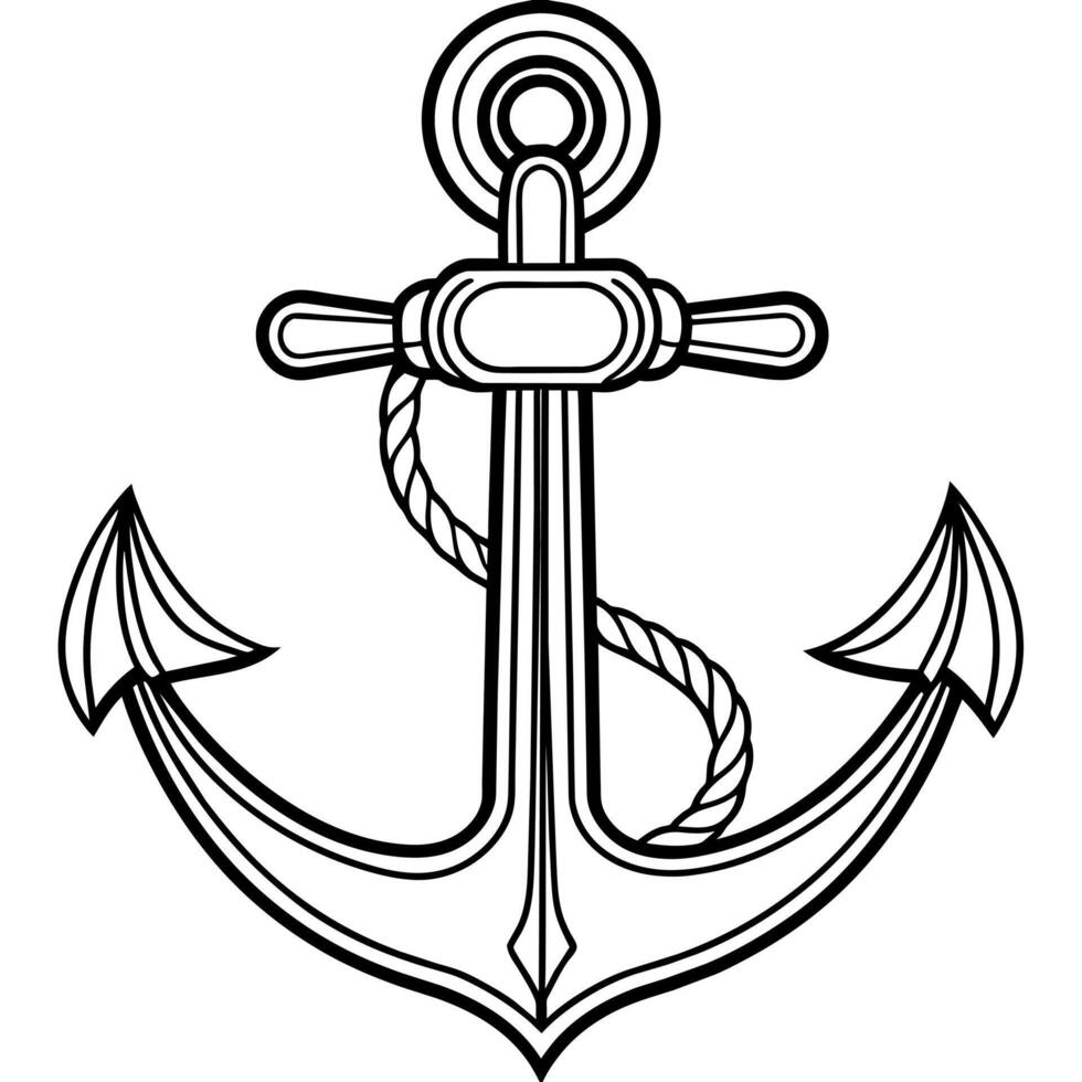 Ship Anchor outline illustration digital coloring book page line art drawing vector