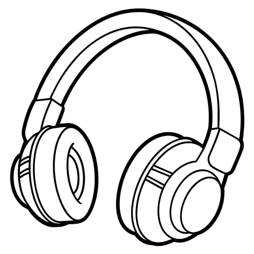 headphone outline illustration digital coloring book page line art drawing vector