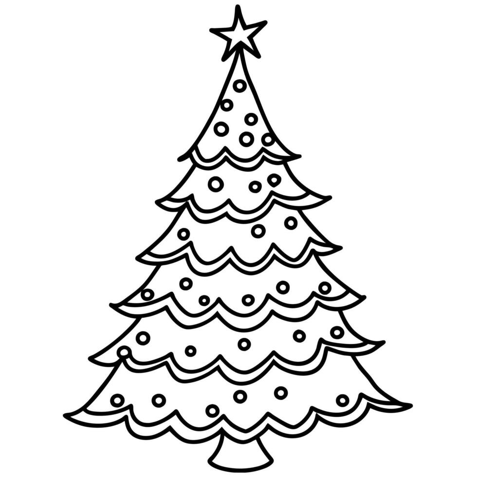 Navidad árbol contorno ilustración digital colorante libro página línea Arte dibujo vector