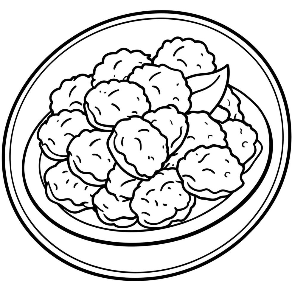 Chicken Nuggets outline illustration digital coloring book page line art drawing vector