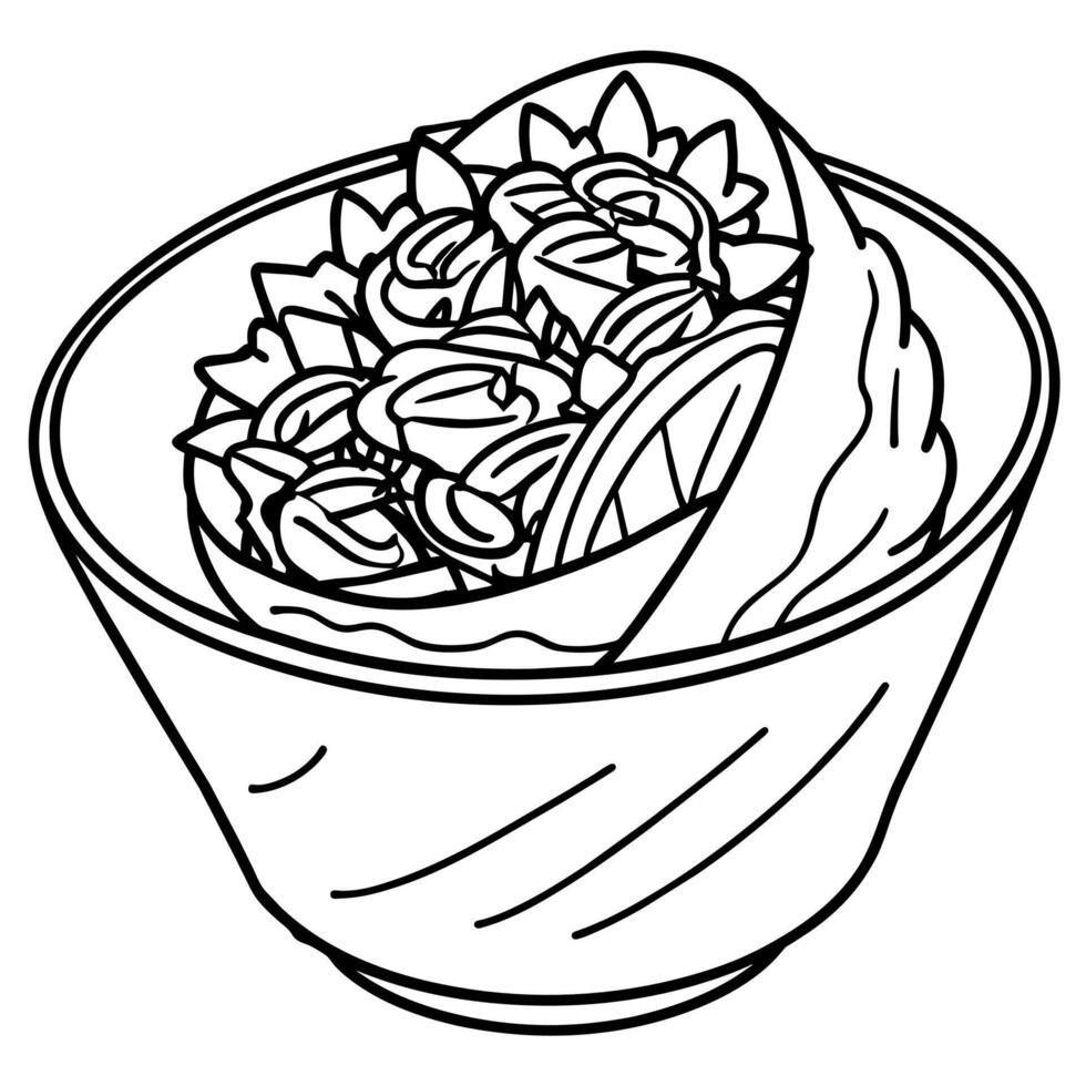 Shawarma outline illustration coloring book page line art drawing vector