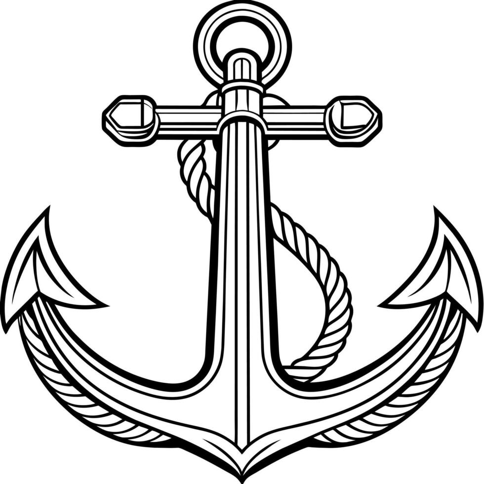 Ship Anchor outline illustration digital coloring book page line art drawing vector