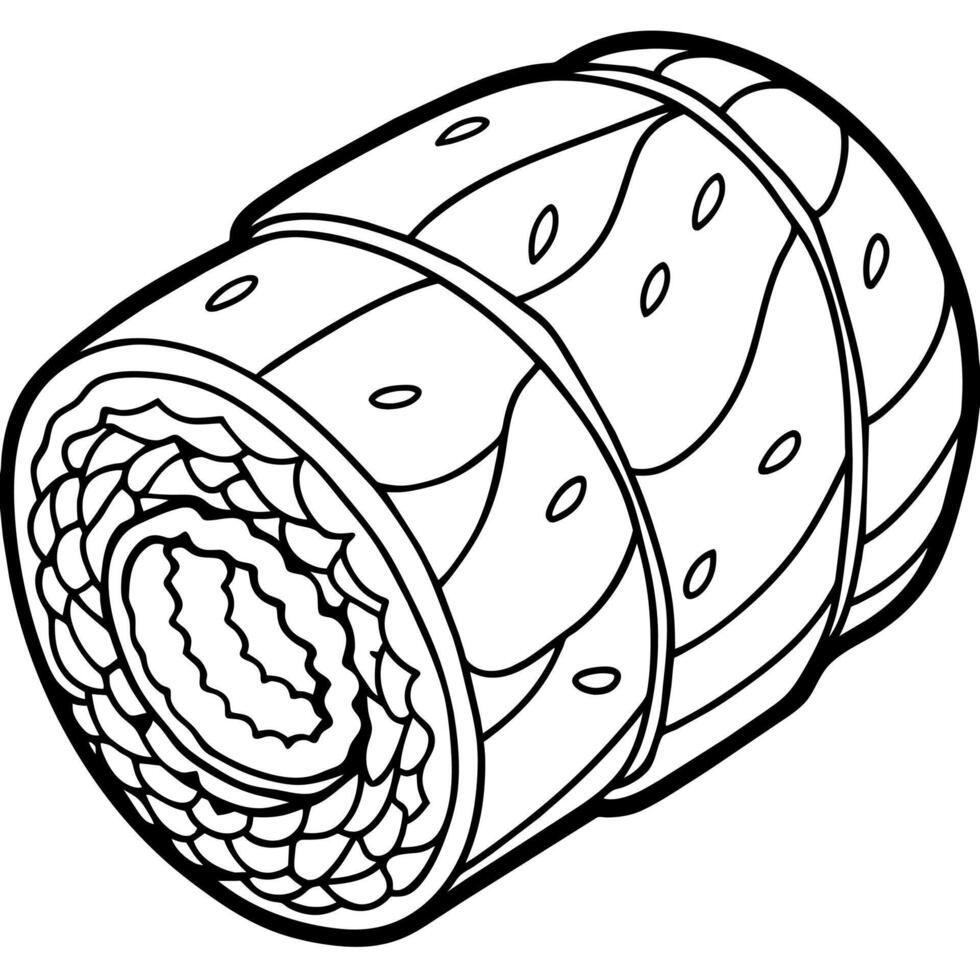 Sushi Roll outline illustration coloring book page line art drawing vector