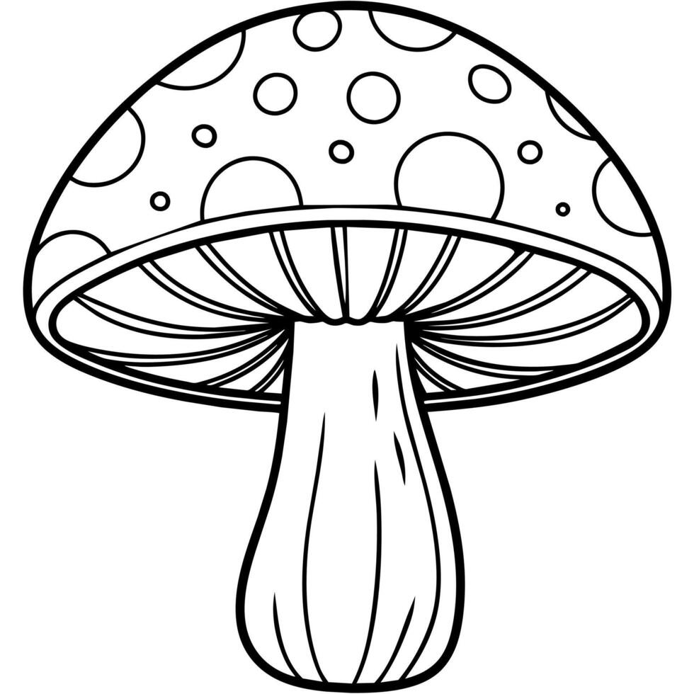 Mushroom outline illustration digital coloring book page line art drawing vector