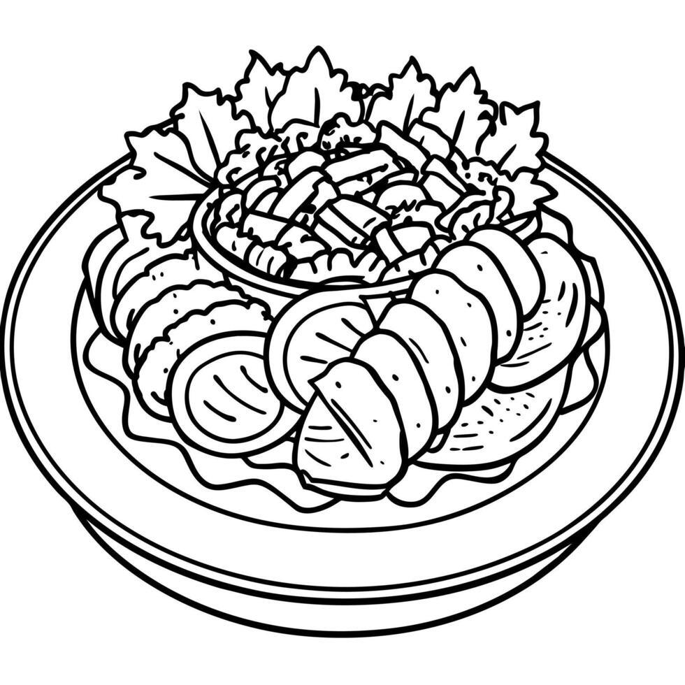 Kebab outline illustration digital coloring book page line art drawing vector