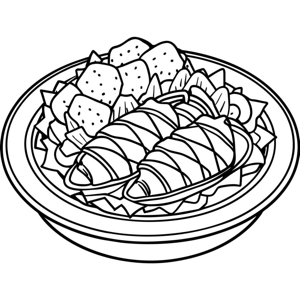 Kebab outline illustration digital coloring book page line art drawing vector