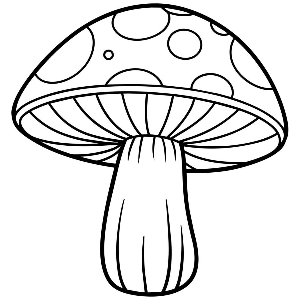 Mushroom outline illustration digital coloring book page line art drawing vector