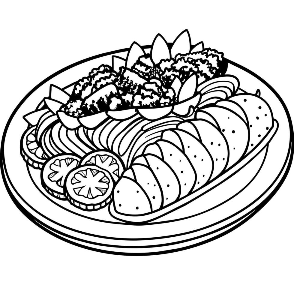 Kebab outline illustration digital coloring book page line art drawing vector