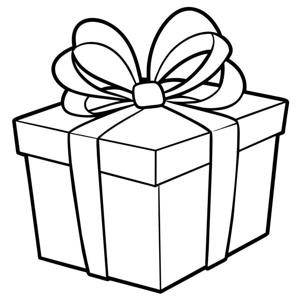 Gift Box outline illustration digital coloring book page line art drawing vector