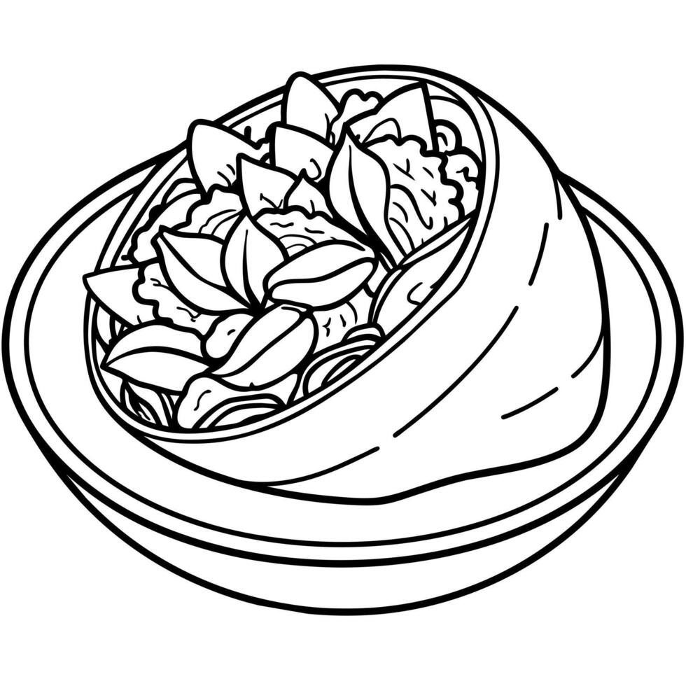 Shawarma outline illustration coloring book page line art drawing vector