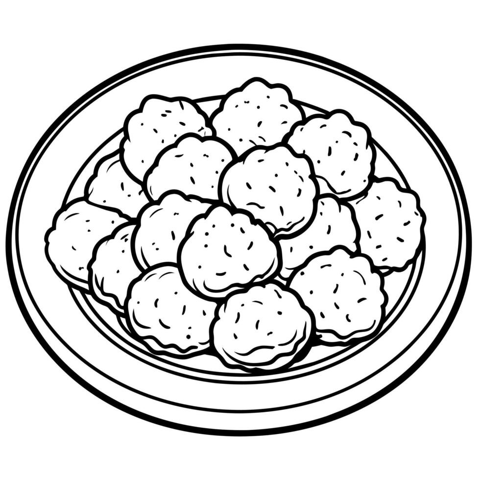 Chicken Nuggets outline illustration digital coloring book page line art drawing vector