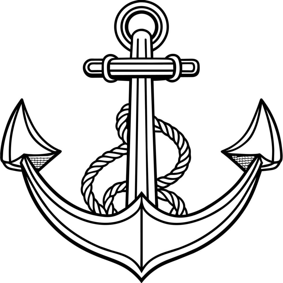 Ship Anchor outline illustration digital coloring book page line art drawing vector