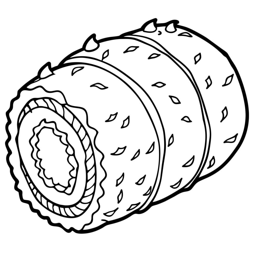Sushi Roll outline illustration coloring book page line art drawing vector
