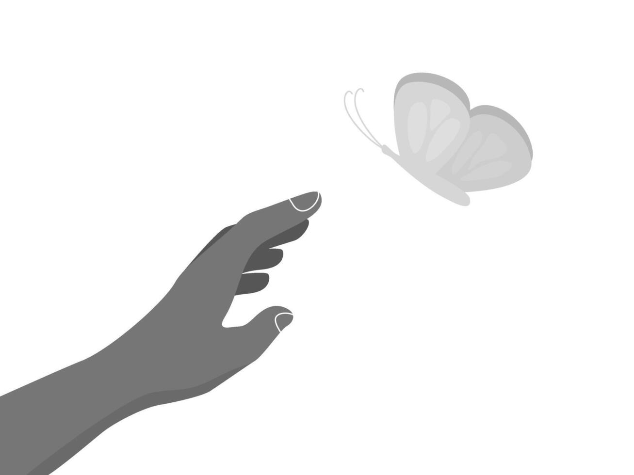 Human hand with a butterfly, hope concept. Flat illustraion. vector