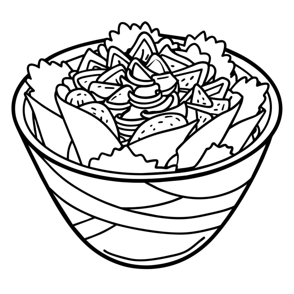 Shawarma outline illustration coloring book page line art drawing vector