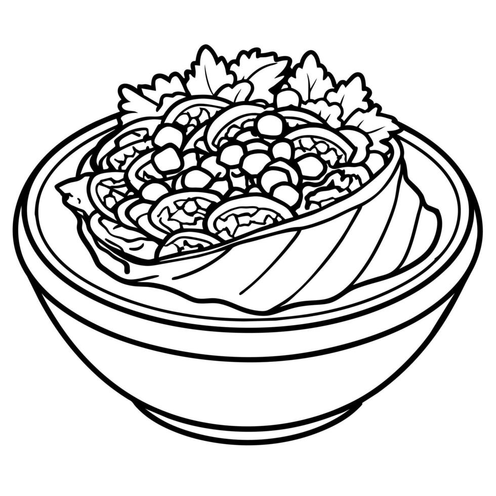 Shawarma outline illustration coloring book page line art drawing vector