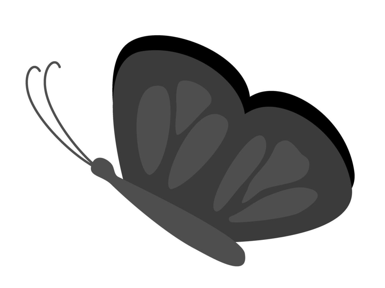 Isolated of a black butterfly, flat illustration. vector