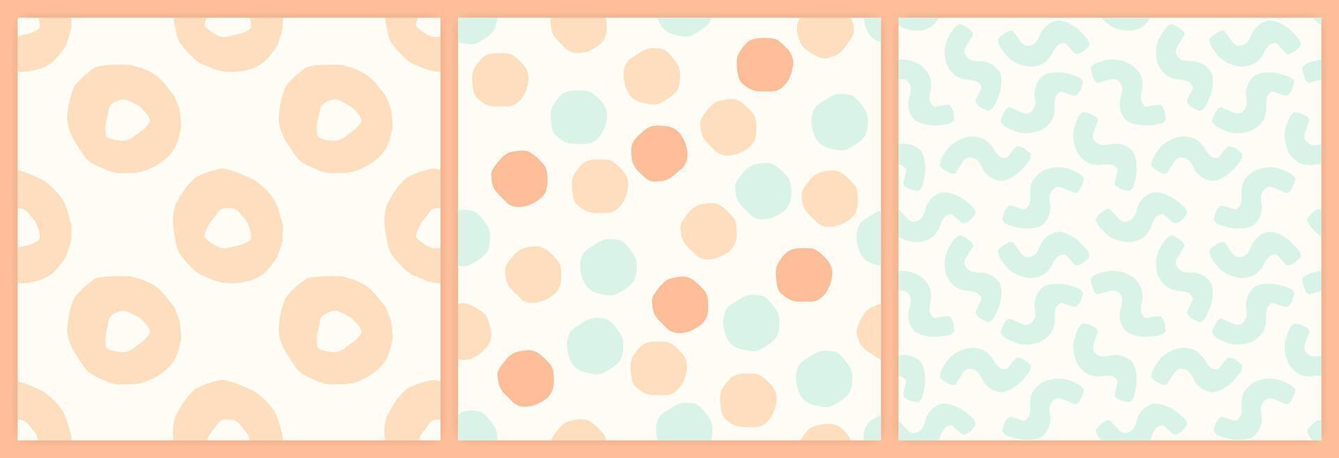 Abstract shapes seamless pattern set in a muted pastel color palette. vector