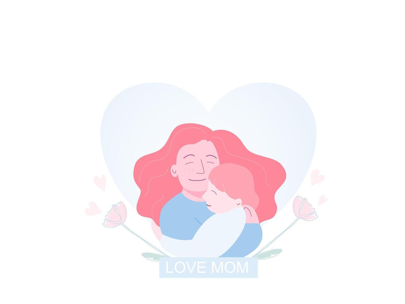 Isolated of mother and daughter embracing, Mother's day concept concept. Flat illustration. vector