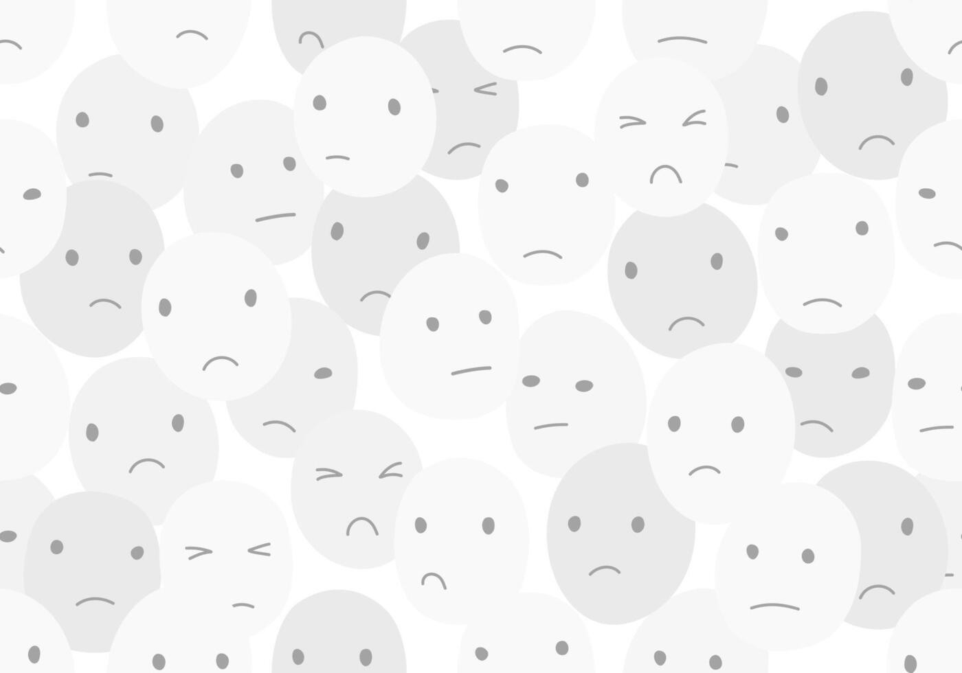 Bullying faces seamless pattern on gray and white background. vector