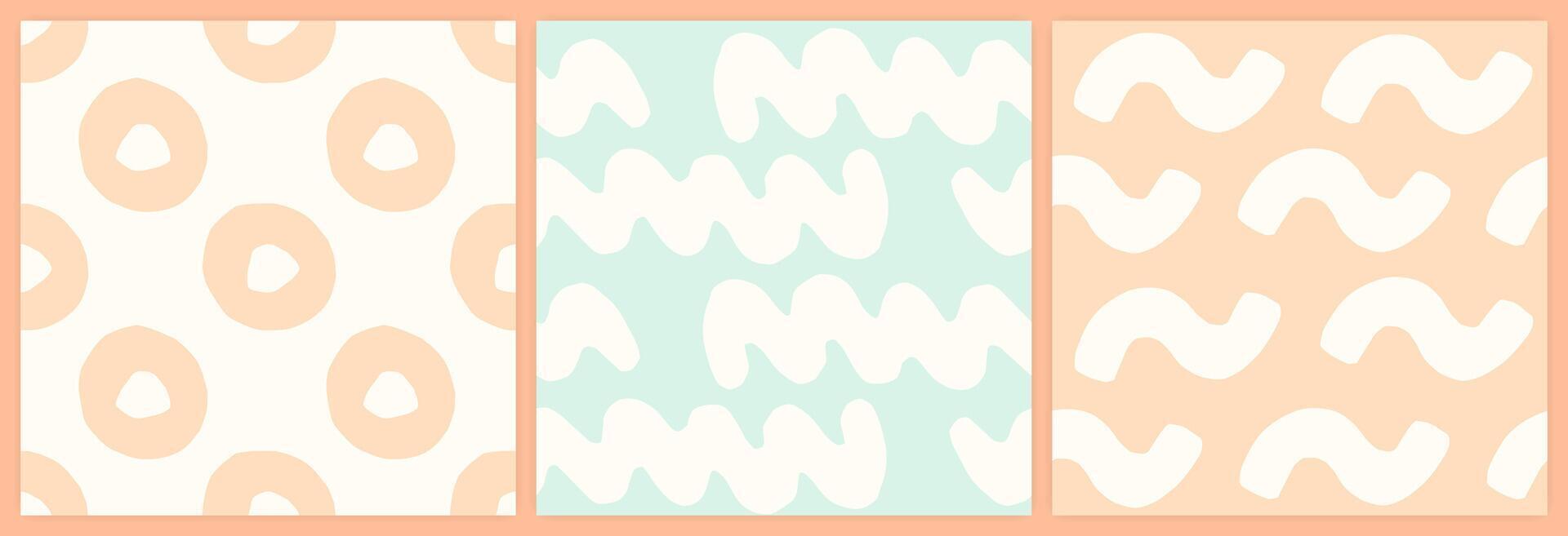 Abstract shapes seamless pattern set in a muted pastel color palette. vector