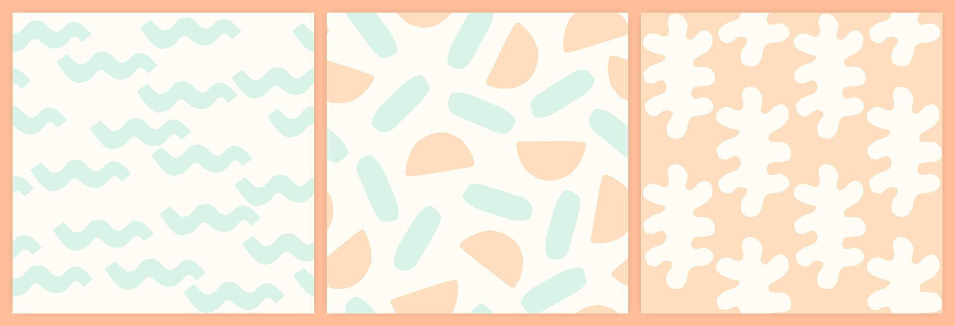 Abstract shapes seamless pattern set in a muted pastel color palette. vector