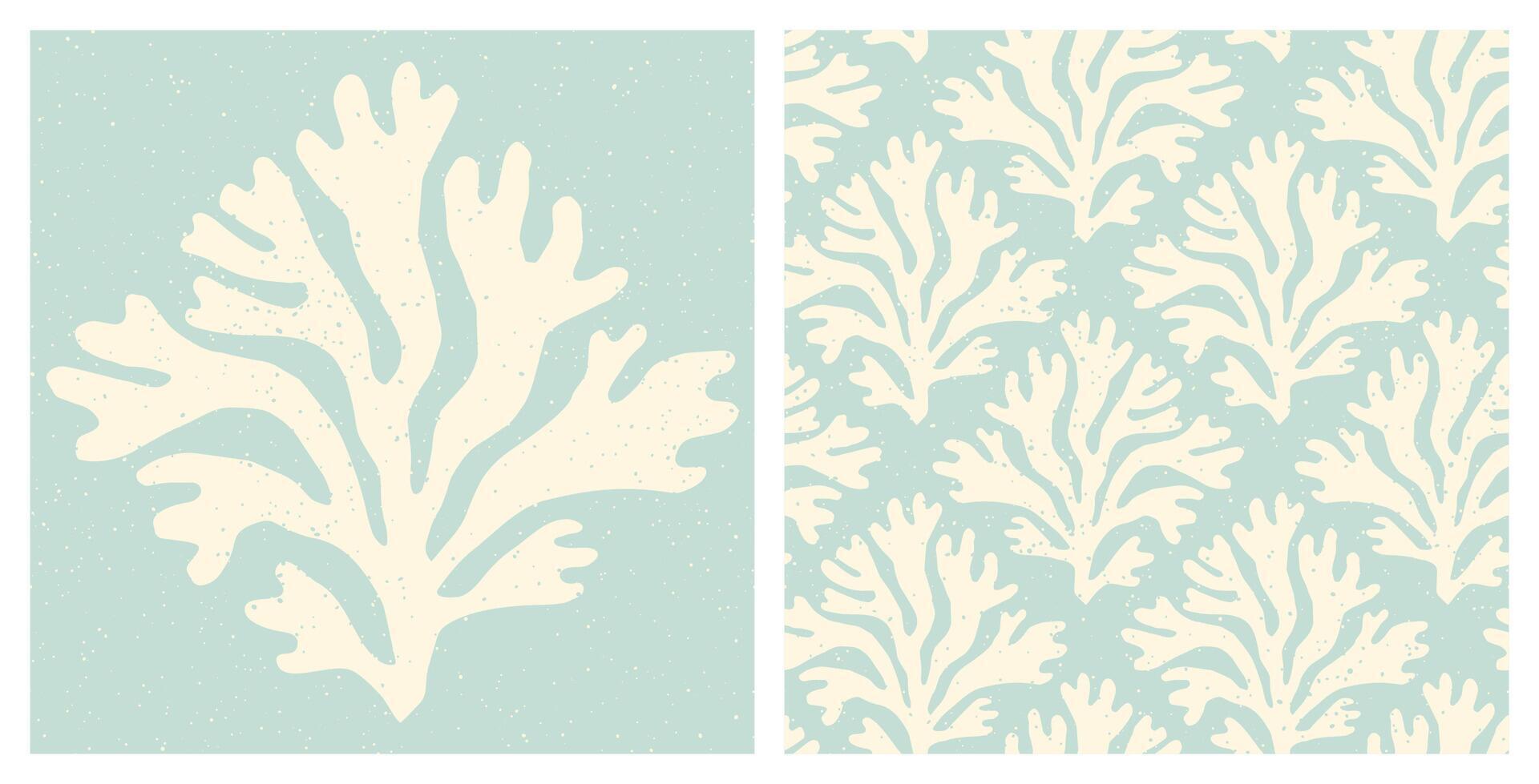 Pastel coral reef seamless pattern. Underwater sea life pastel blue textured vintage summer holiday seamless background. vector