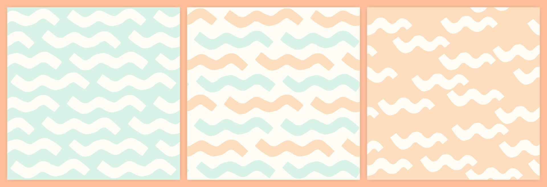 Abstract shapes seamless pattern set in a muted pastel color palette. vector