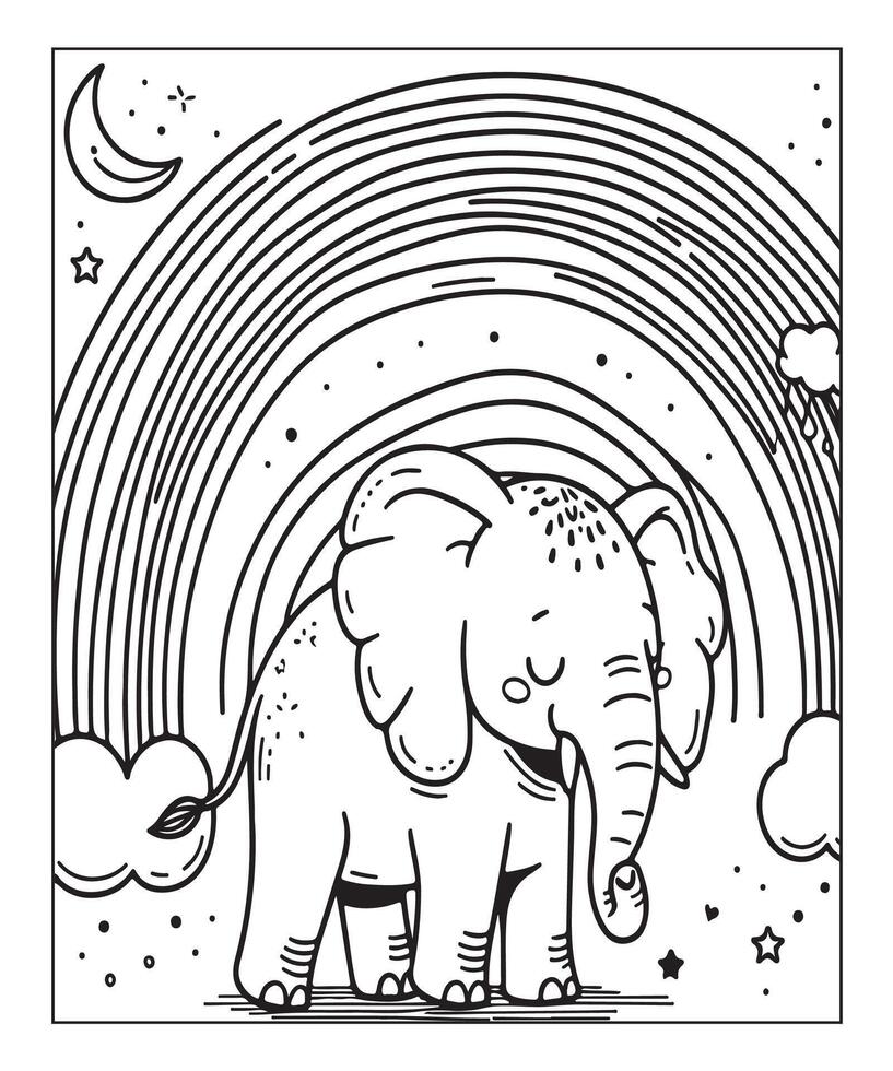 Elephant coloring page vector