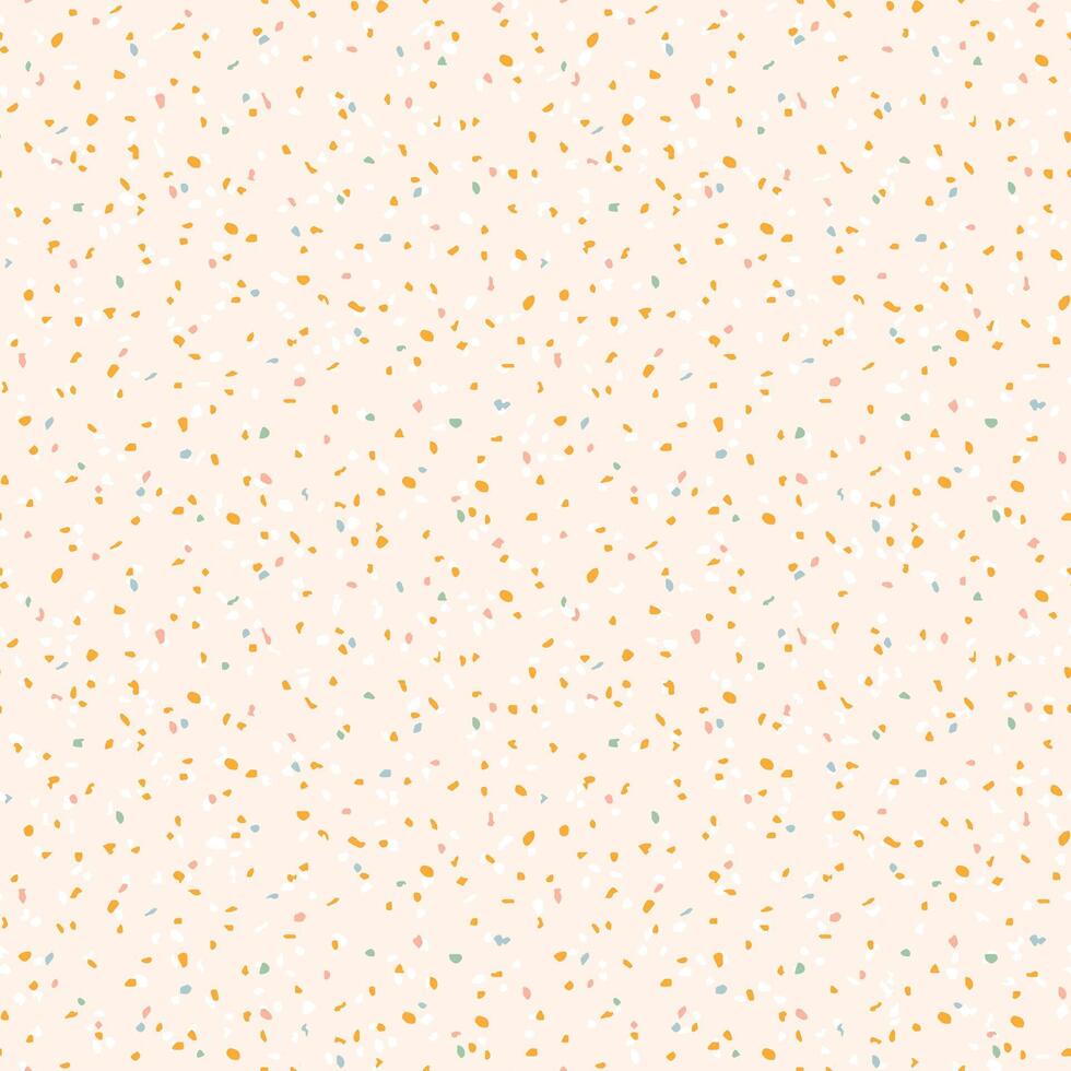 Cream, mustard yellow and pastel blue terrazzo texture background. Seamless pastel pattern. vector
