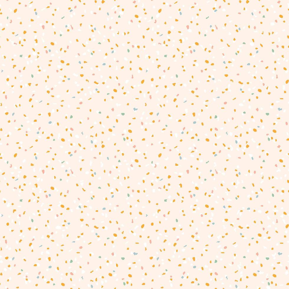 Cream, mustard yellow and pastel blue terrazzo texture background. Seamless pastel pattern. vector