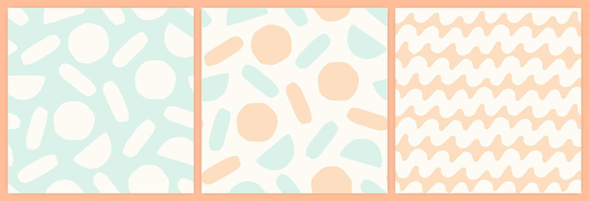 Abstract shapes seamless pattern set in a muted pastel color palette. vector