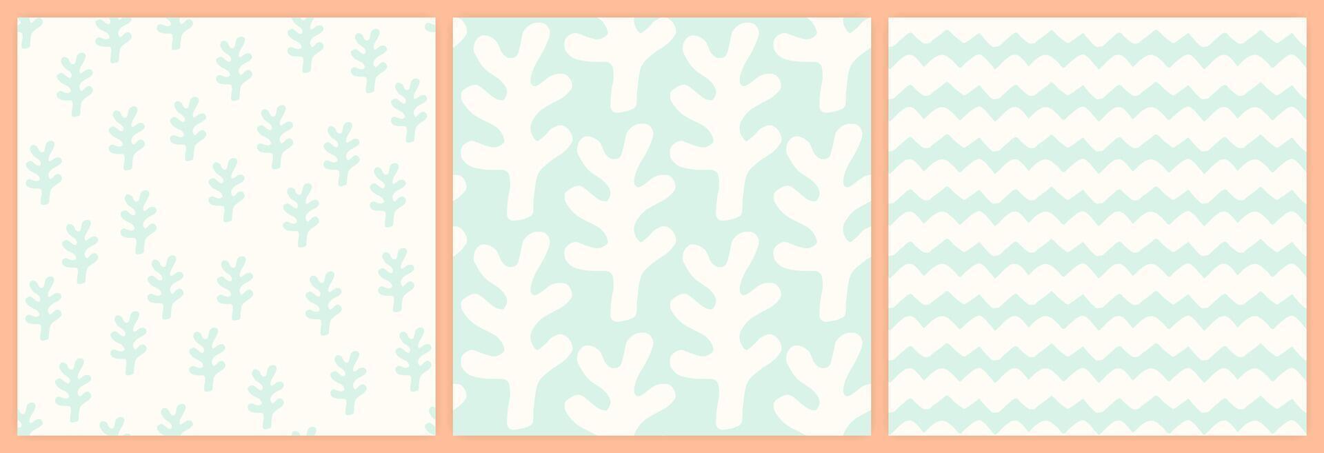 Abstract shapes seamless pattern set in a muted pastel color palette. vector