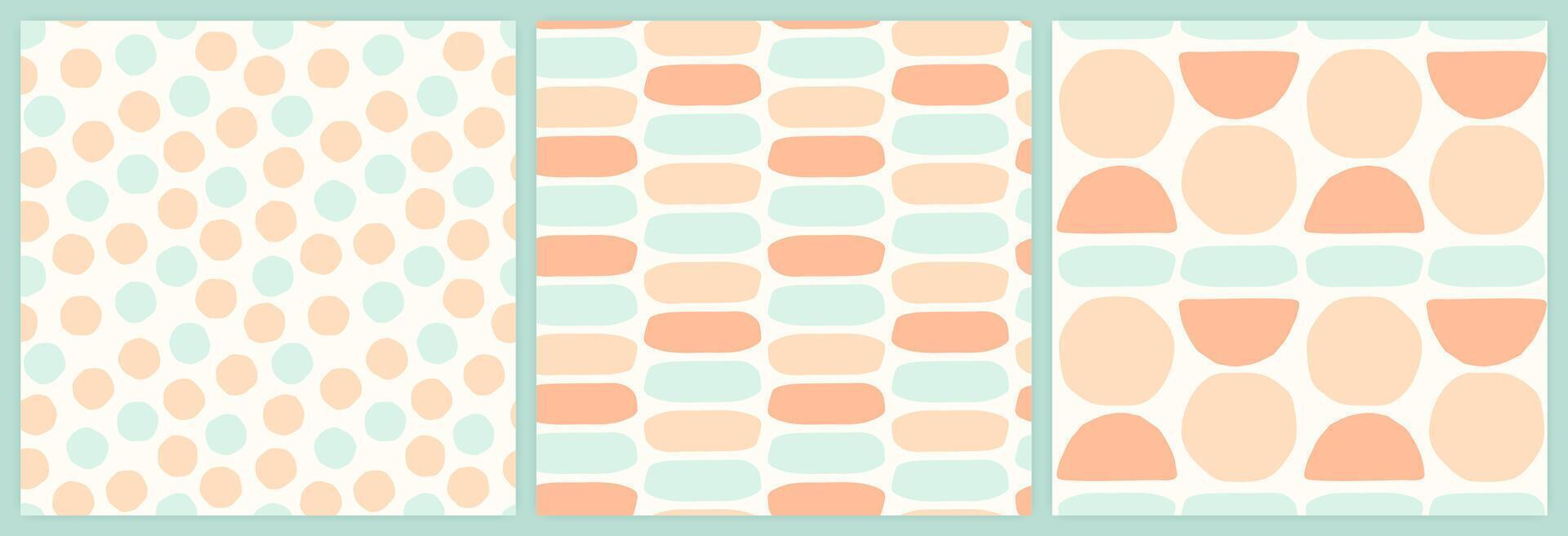 Abstract shapes seamless pattern set in a muted pastel color palette. vector