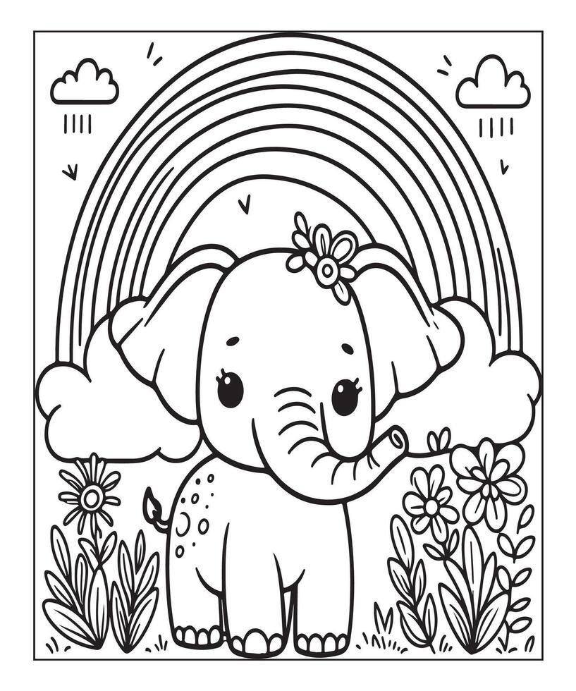Elephant coloring page vector