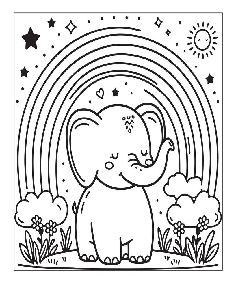 Elephant coloring page vector