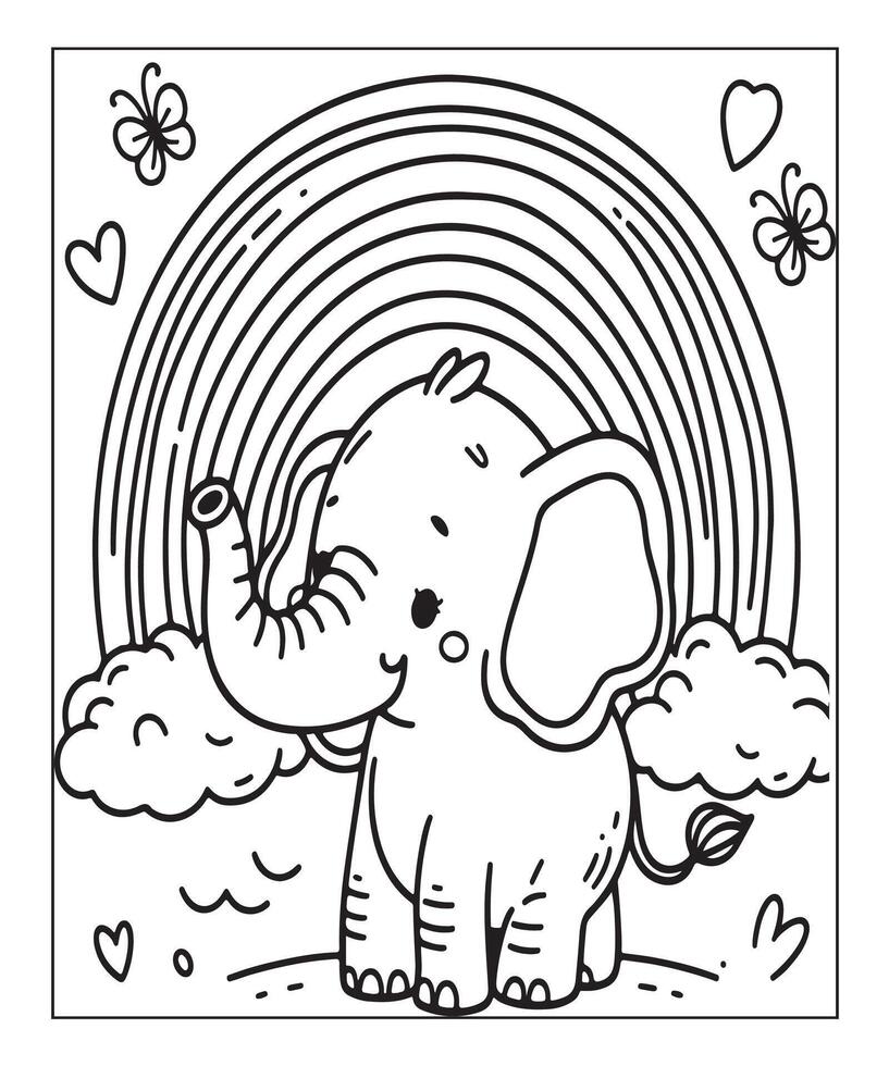 Elephant coloring page vector