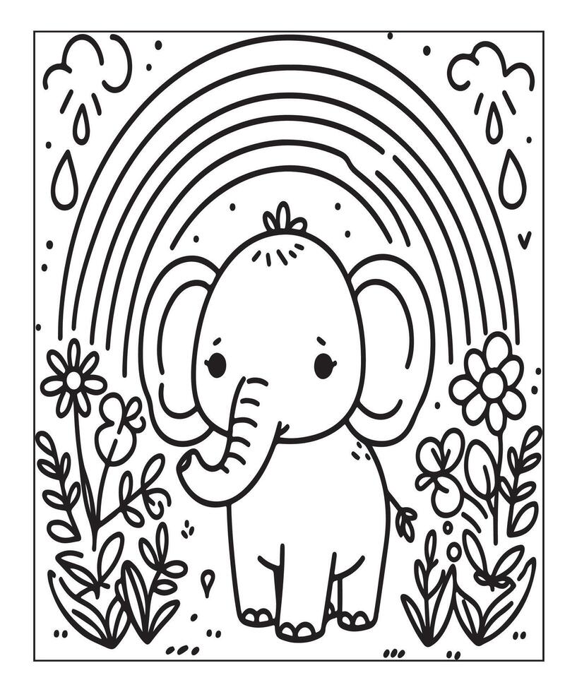 Elephant coloring page vector