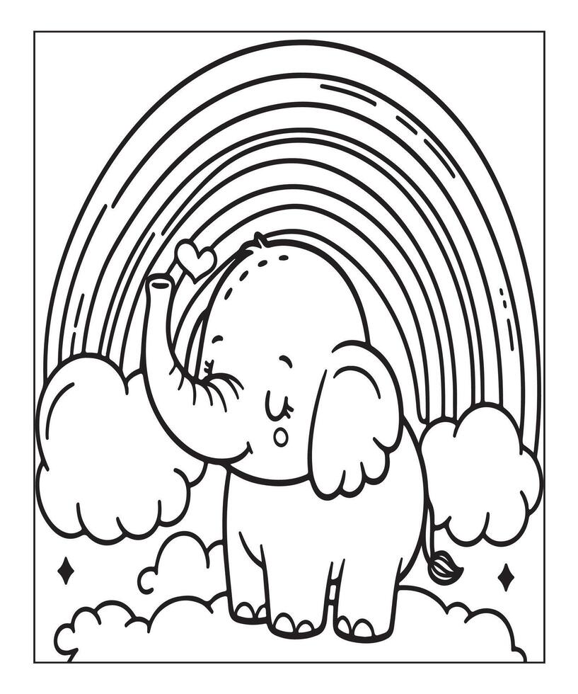 Elephant coloring page vector