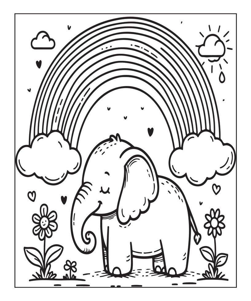 Elephant coloring page vector