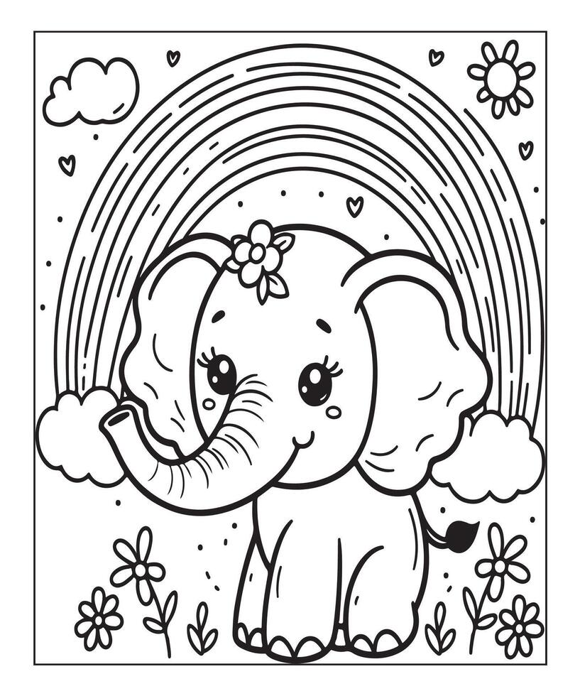 Elephant coloring page vector