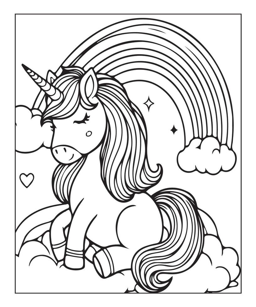 unicornio para colorear vector