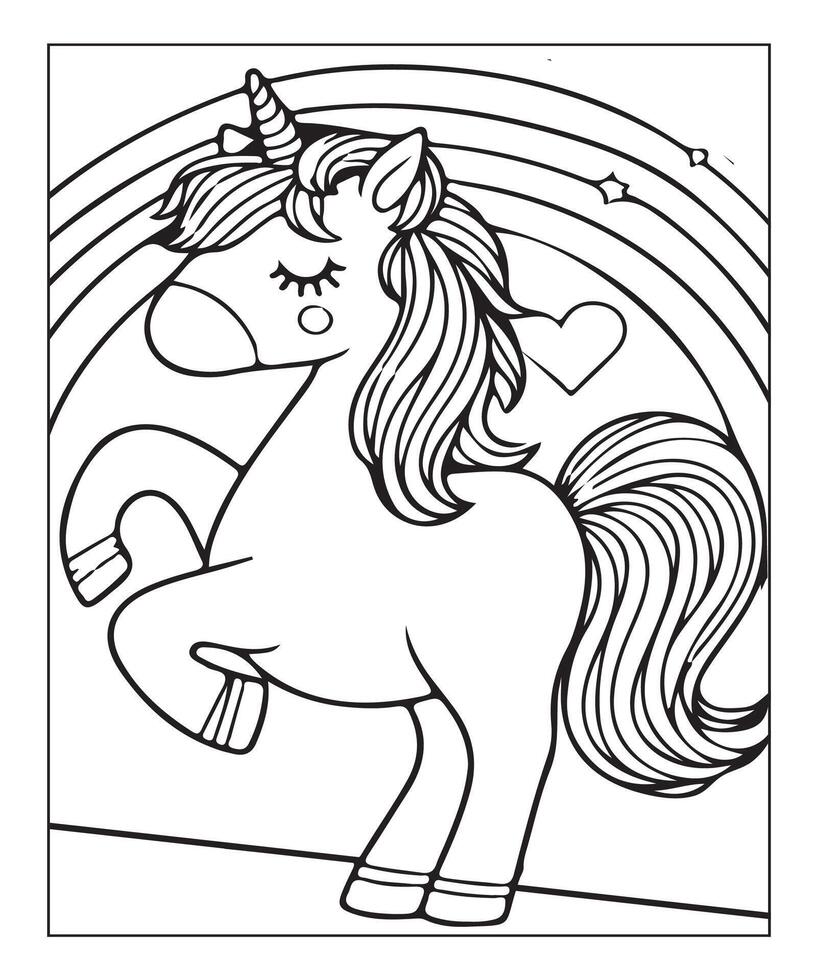 unicorn coloring page for kids vector