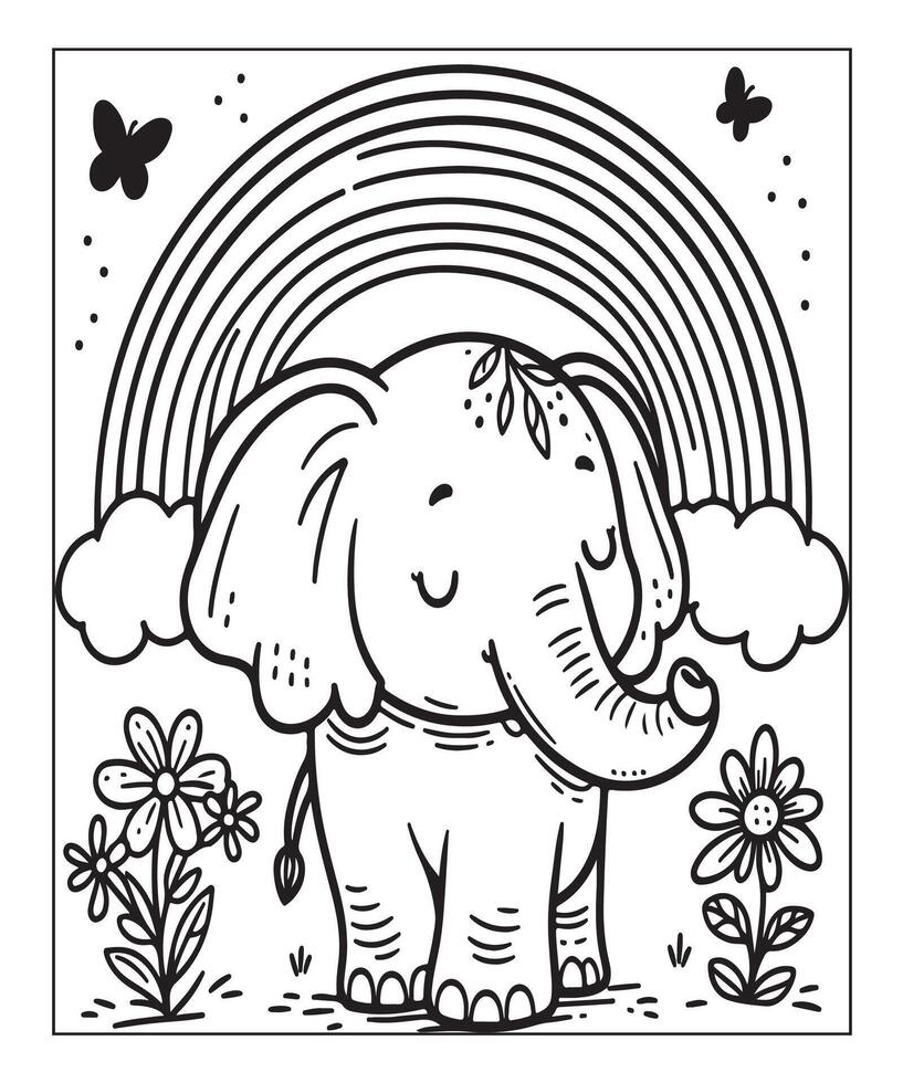 Elephant coloring page vector