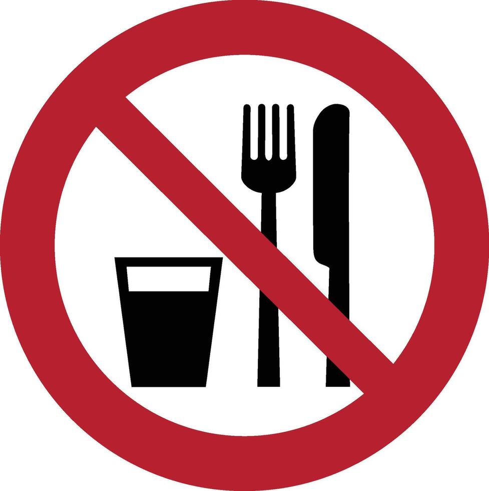 no eating or drinking iso prohibition symbol vector