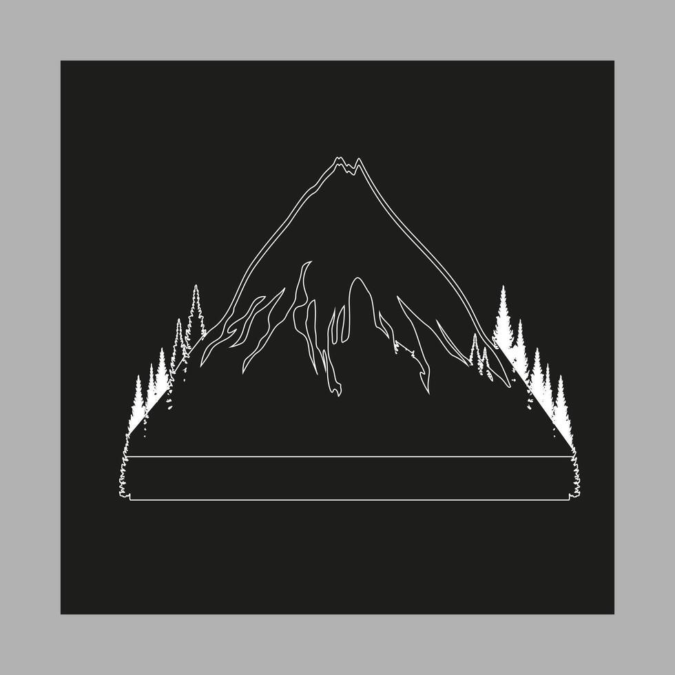 drawing of a mountain with a mountain in the background. vector