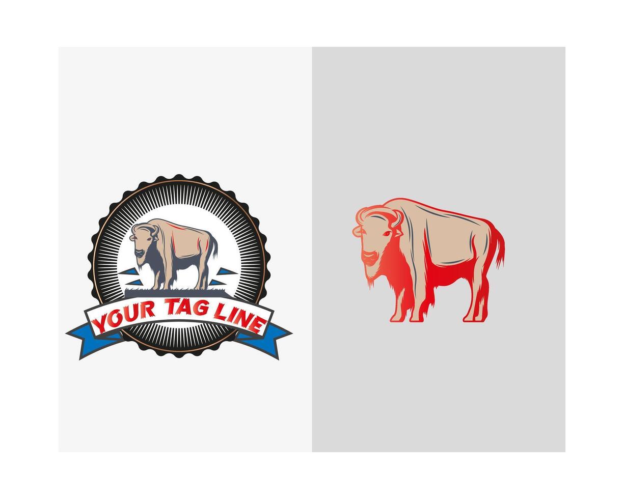 vaca Clásico logo ,a logo para tu Correa línea con un vaca y un vaca. vector